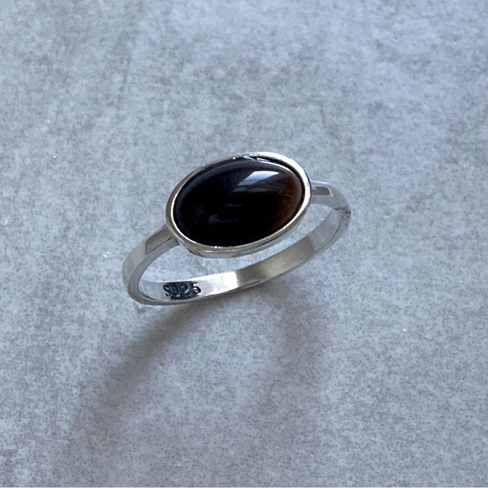 925 Sterling Silver with Black Agate Ring! Sizes 4, 5, 6, 7, 8, 9, 10 NEW!